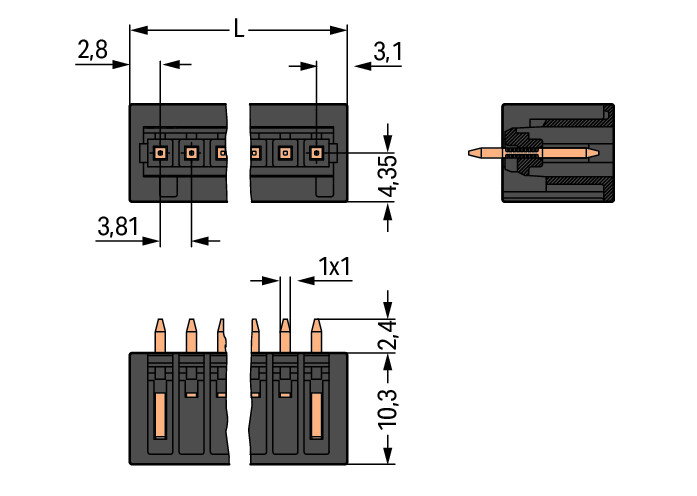 THR-Stiftleiste,Lötstift 1,0 x 1,0 mm,gerade,schwarz – Bild 2 von 2
