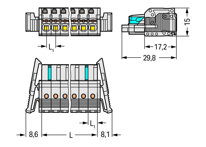 1-Leiter-Federleiste,Drücker,Push-in CAGE CLAMP®,lichtgrau – Bild 2 von 2