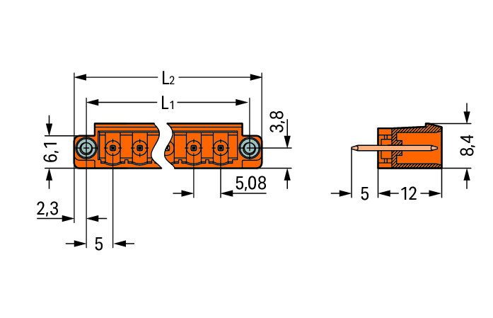 THT-Stiftleiste,Lötstift 1,2 x 1,2 mm,gerade,orange – Bild 2 von 2