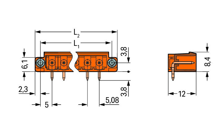 THT-Stiftleiste,Lötstift 1,2 x 1,2 mm,abgewinkelt,orange – Bild 2 von 2
