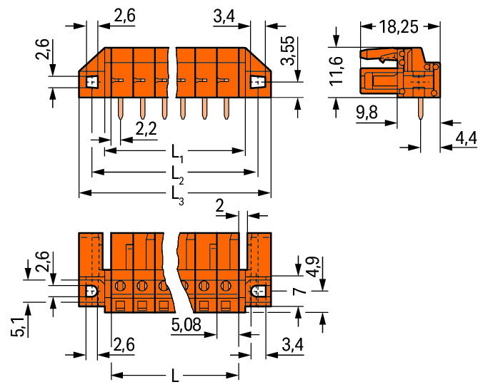THT-Federleiste,abgewinkelt,Rastermaß 5,08 mm,orange – Bild 2 von 2