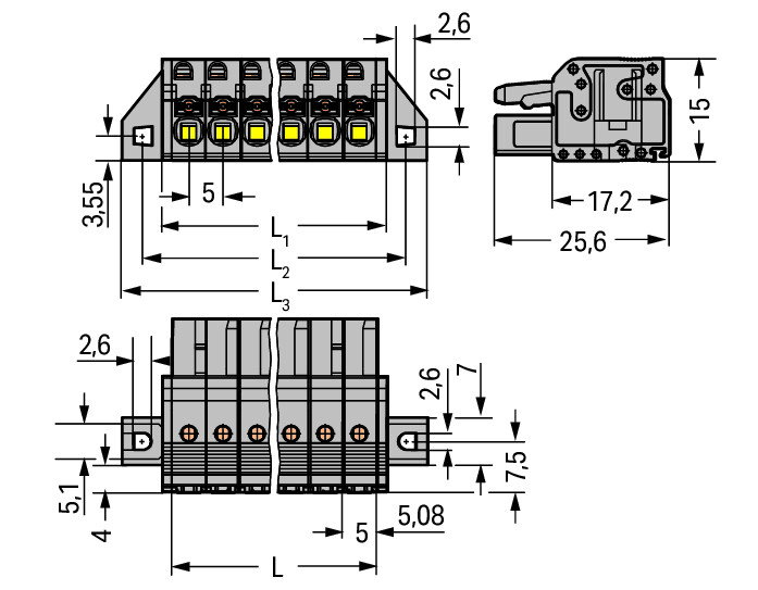 1-Leiter-Federleiste,Drücker,Push-in CAGE CLAMP®,grau – Bild 2 von 2