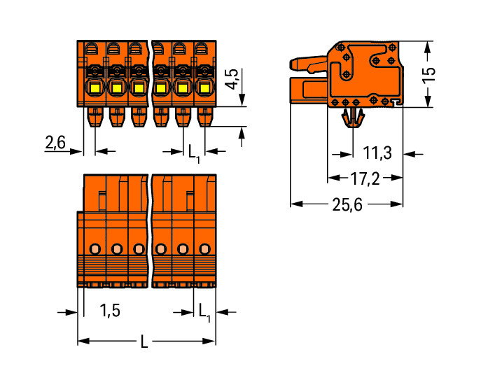 1-Leiter-Federleiste,Drücker,Push-in CAGE CLAMP®,orange – Bild 2 von 2