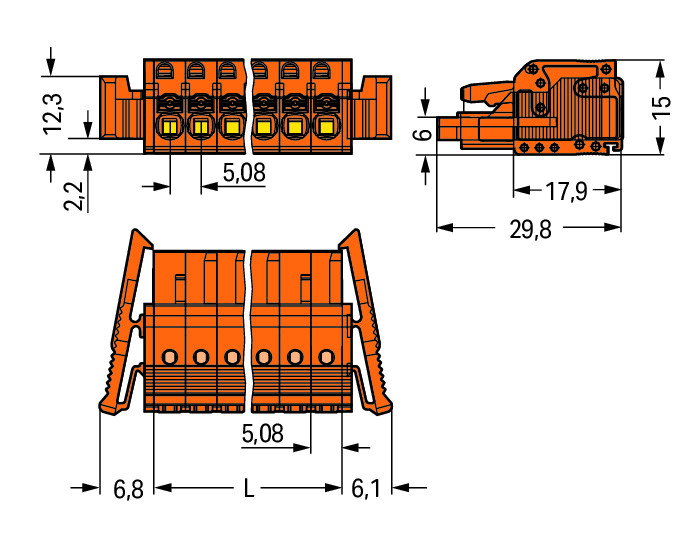 1-Leiter-Federleiste,Drücker,Push-in CAGE CLAMP®,orange – Bild 2 von 2