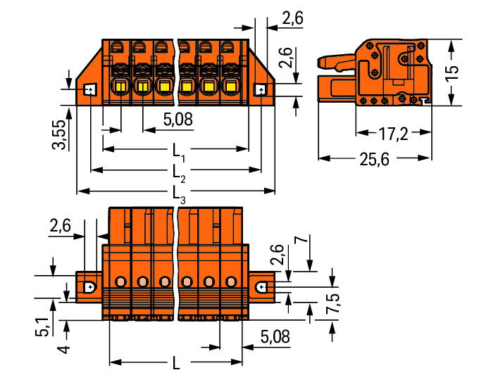 1-Leiter-Federleiste,Drücker,Push-in CAGE CLAMP®,orange – Bild 2 von 2