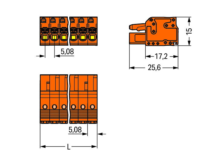 1-Leiter-Federleiste,Drücker,Push-in CAGE CLAMP®,orange – Bild 2 von 2