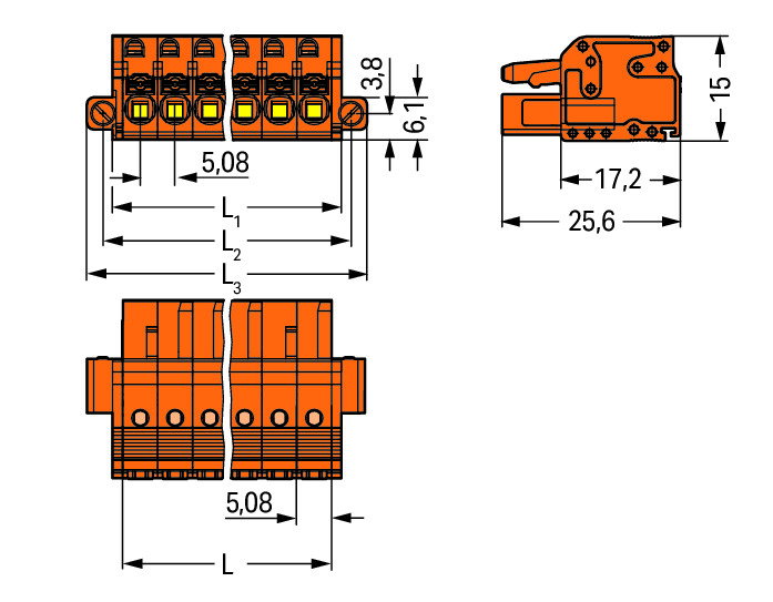 1-Leiter-Federleiste,Drücker,Push-in CAGE CLAMP®,orange – Bild 2 von 2