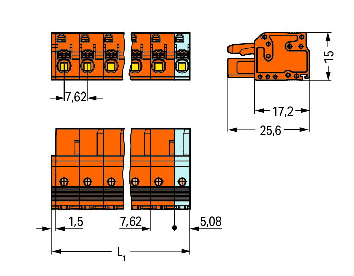 1-Leiter-Federleiste,Drücker,Push-in CAGE CLAMP®,orange – Bild 2 von 2