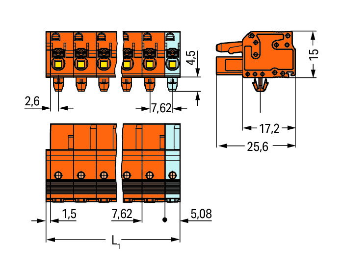 1-Leiter-Federleiste,Drücker,Push-in CAGE CLAMP®,orange – Bild 2 von 2