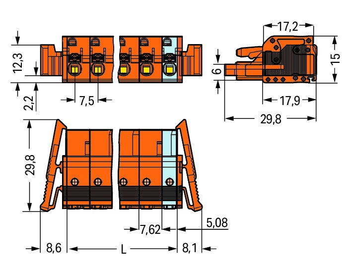 1-Leiter-Federleiste,Drücker,Push-in CAGE CLAMP®,orange – Bild 2 von 2