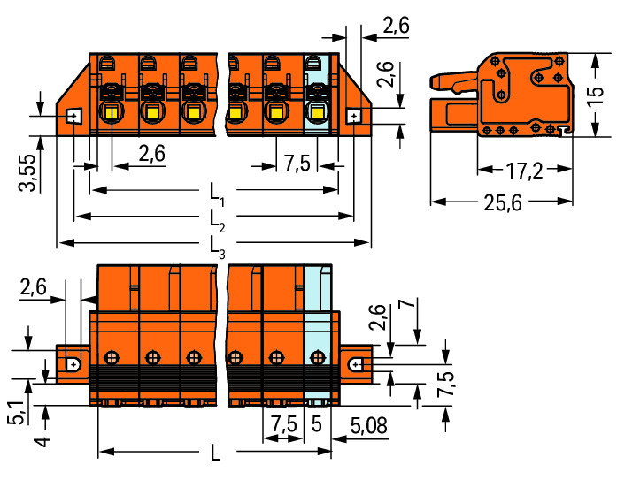 1-Leiter-Federleiste,Drücker,Push-in CAGE CLAMP®,orange – Bild 2 von 2