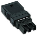 Brückungsstecker,mit montiertem Zugentlastungsgehäuse,3-polig,schwarz