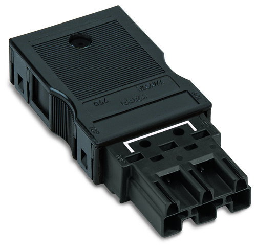 Brückungsstecker,mit montiertem Zugentlastungsgehäuse,3-polig,schwarz