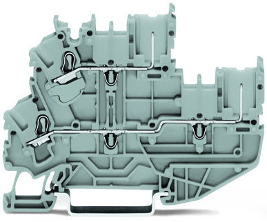1-Leiter/1-Pin-Doppelstock-Basisklemme für Tragschiene 35 x 15 und 35 x 7,5 Push-in CAGE CLAMP® grau