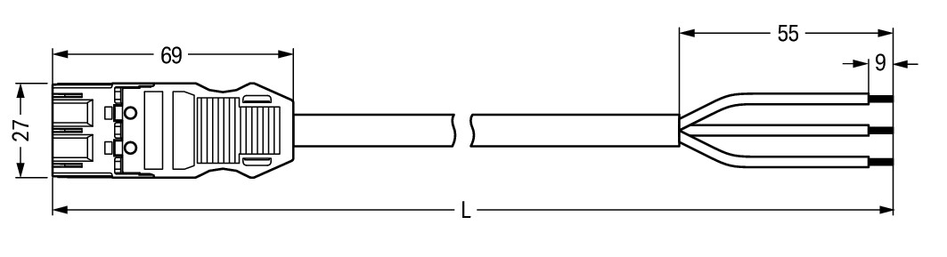 Konfektionierte Anschlussleitung,Eca,Stecker/offenes Ende,grau – Bild 2 von 2