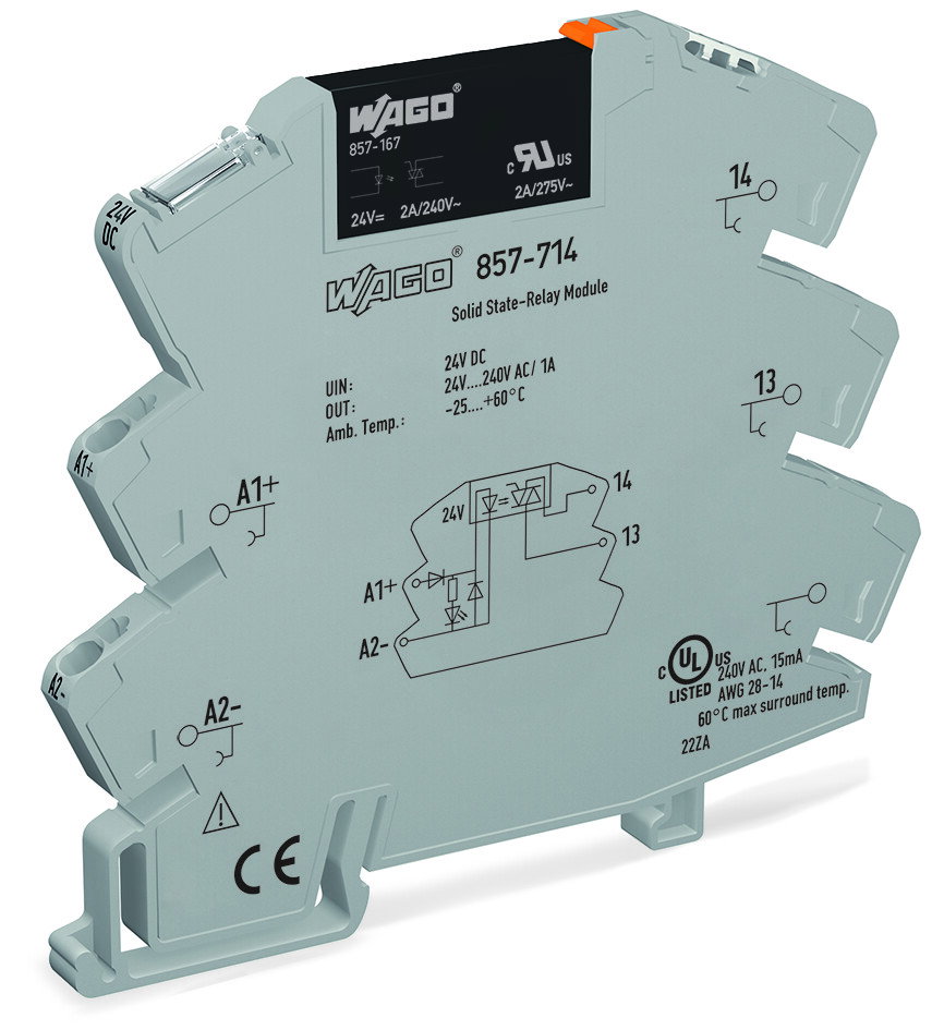 Solid-State-Relaismodul,Eingangsnennspannung DC 24 V,Ausgangsspannungsbereich AC 24 … 240 V,grau