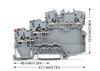 3-Leiter-Initiatorenklemme mit farbig bedruckten Leitereinführungen 1 mm² grau