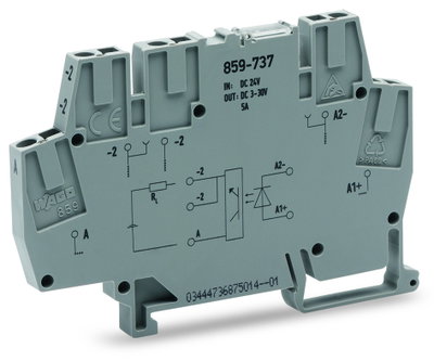 Optokopplermodul,Eingangsnennspannung DC 24 V,Ausgangsspannungsbereich DC 3 … 30 V,grau