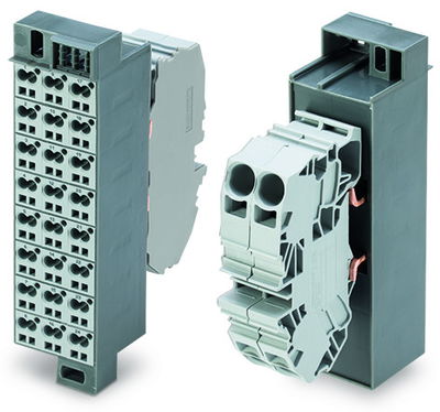 Potentialblock Aufdruck 1-24 mit 2 Einspeiseklemmen inkl. Abschlussplatte