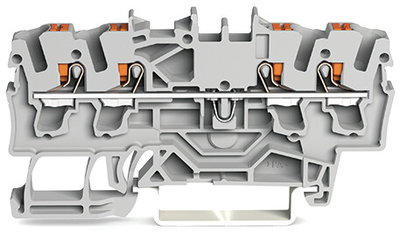 4-Leiter-Durchgangsklemme mit Drücker 2,5 mm² grau