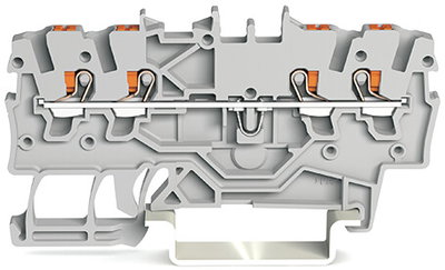 4-Leiter-Durchgangsklemme mit Drücker 1 mm² grau