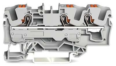 3-Leiter-Durchgangsklemme mit Drücker 6 mm² grau