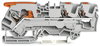 3-Leiter-Durchgangsklemme mit Hebel und Drücker 6 mm² grau