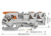 3-Leiter-Durchgangsklemme mit Hebel und Drücker 6 mm² grau