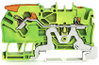 2-Leiter-Schutzleiterklemme mit Hebel und Drücker 2,5 mm² grün-gelb