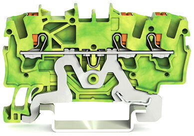 3-Leiter-Schutzleiterklemme mit Drücker 1,5 mm² grün-gelb