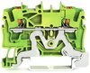 2-Leiter-Schutzleiterklemme mit Drücker 2,5 mm² grün-gelb