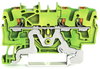 3-Leiter-Schutzleiterklemme mit Drücker 2,5 mm² grün-gelb