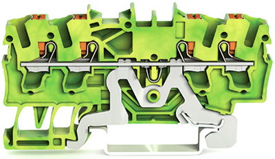 4-Leiter-Schutzleiterklemme mit Drücker 2,5 mm² grün-gelb