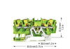 4-Leiter-Schutzleiterklemme mit Drücker 2,5 mm² grün-gelb