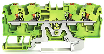 4-Leiter-Schutzleiterklemme mit Drücker 4 mm² grün-gelb