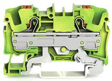 2-Leiter-Schutzleiterklemme mit Drücker 6 mm² grün-gelb