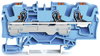 3-Leiter-Durchgangsklemme mit Drücker 6 mm² blau