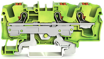3-Leiter-Schutzleiterklemme mit Drücker 6 mm² grün-gelb