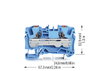 2-Leiter-Durchgangsklemme mit Drücker 6 mm² blau