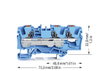 3-Leiter-Durchgangsklemme mit Drücker 6 mm² blau