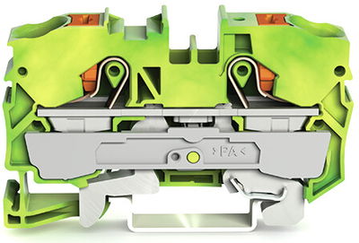 2-Leiter-Schutzleiterklemme mit Drücker 10 mm² grün-gelb
