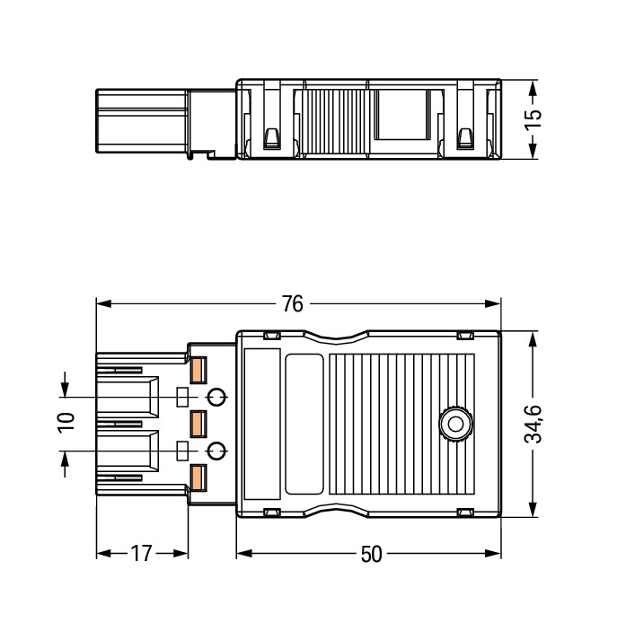 Brückungsstecker,mit montiertem Zugentlastungsgehäuse,3-polig,schwarz – Bild 2 von 2