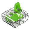 Verbindungsklemme mit Hebeln für alle Leiterarten max. 4 mm² transparent