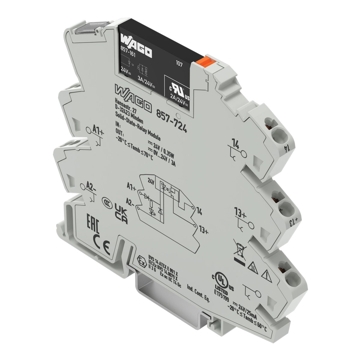 Solid-State-Relaismodul,Eingangsnennspannung DC 24 V,Ausgangsspannungsbereich DC 0 … 24 V,grau