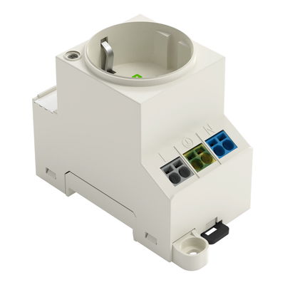 Schaltschrank-Steckdose zur Tragschienen- und Schraubmontage für Stecker Typ F, CEE 7/4 (SCHUKO®) lichtgrau
