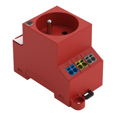 Schaltschrank-Steckdose zur Tragschienen- und Schraubmontage für Stecker Typ E, CEE 7/5 rot