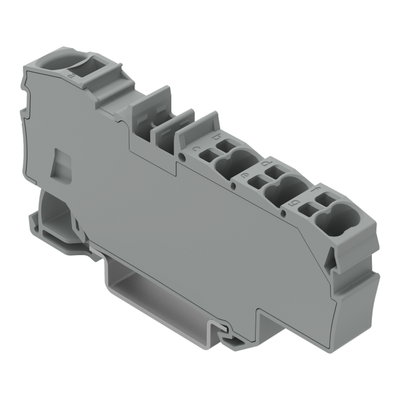 Verteilerklemme mit Betätigungsöffnung 1 x 6 mm² / 6 x 1,5 mm² grau