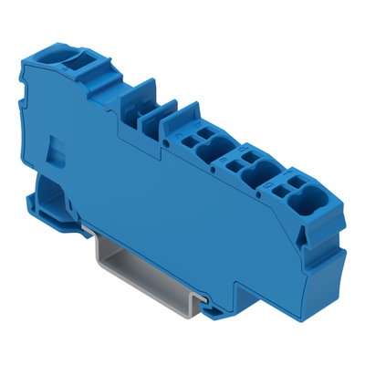 Verteilerklemme mit Betätigungsöffnung 1 x 6 mm² / 6 x 1,5 mm² blau