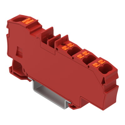 Verteilerklemme mit Drücker 1 x 6 mm² / 6 x 1,5 mm² rot