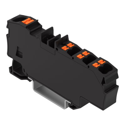 Verteilerklemme mit Drücker 1 x 6 mm² / 6 x 1,5 mm² schwarz